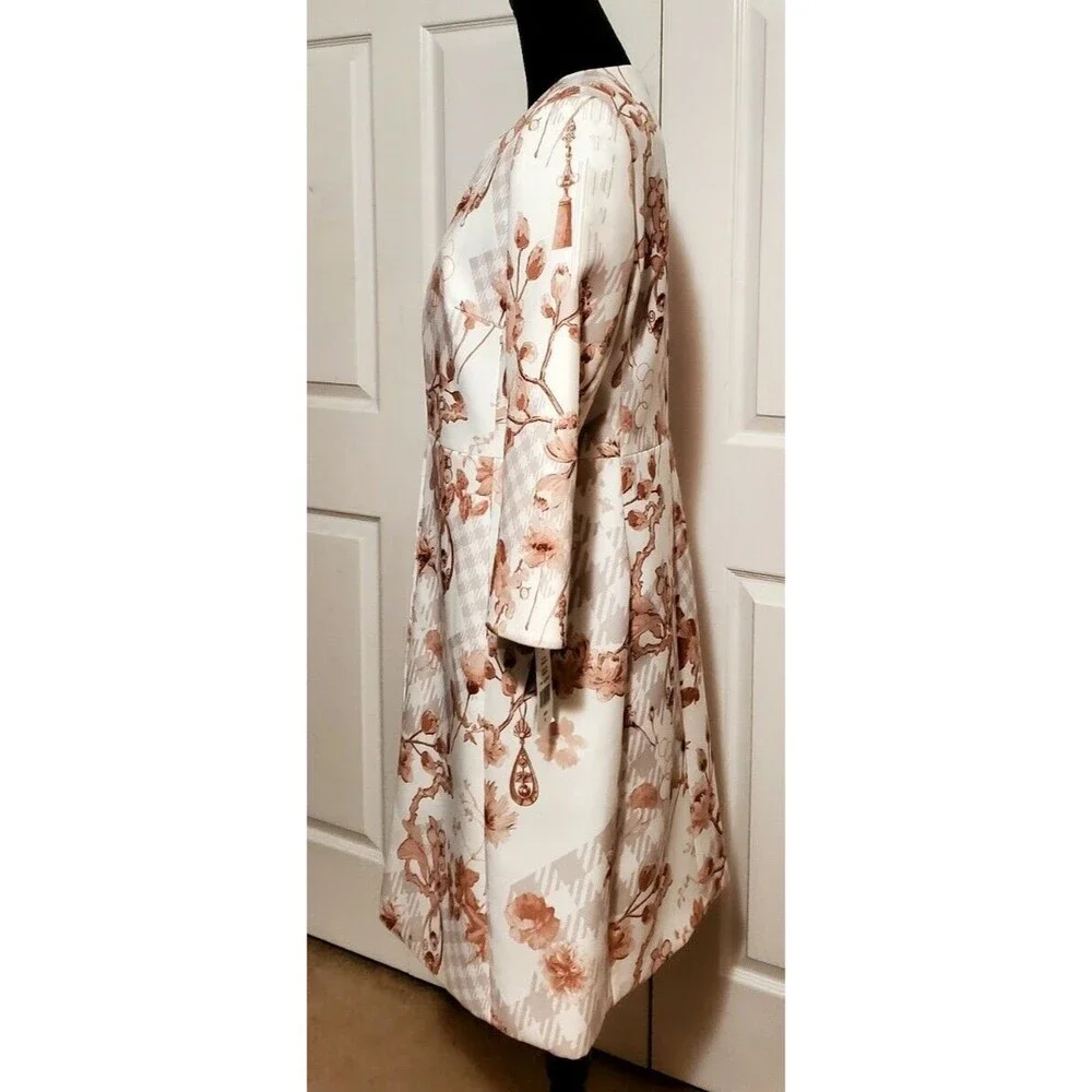NWT JM Studio by John Meyer Womens Ivory Floral Blazer Coat Jacket Sz 8